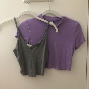 Pacsun Me to We knitted mock neck crop top and grey crop tank from Amazon NWOT